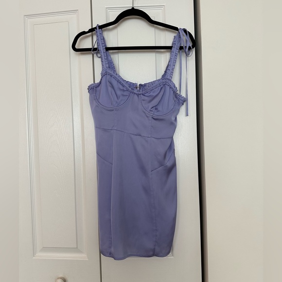 FOR LOVE & LEMONS LILAC JACKPOT RUFFLE UNDERWIRE MINI SLIP DRESS SIZE SM… - Picture 8 of 16